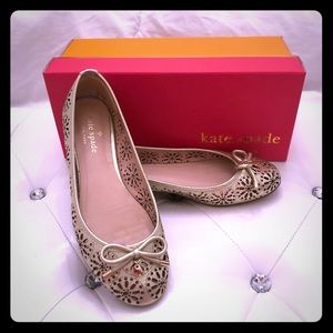 KATE SPADE♠️  Walsy Metallic Tumbled Leather Flats